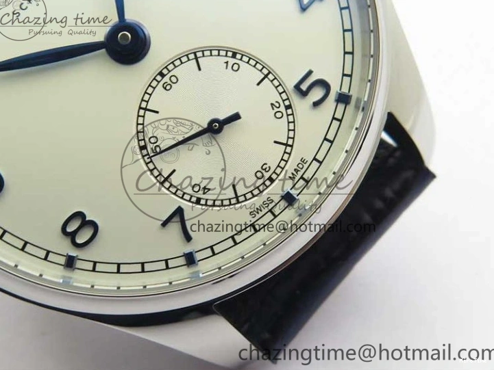MIROTIME 0409 Packable Portuguese IW358304 ZF 1:1 Best Edition SS White Dial Blue Markers on Leather Strap A 7079